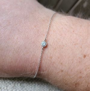 White gold bezel set diamond chain bracelet